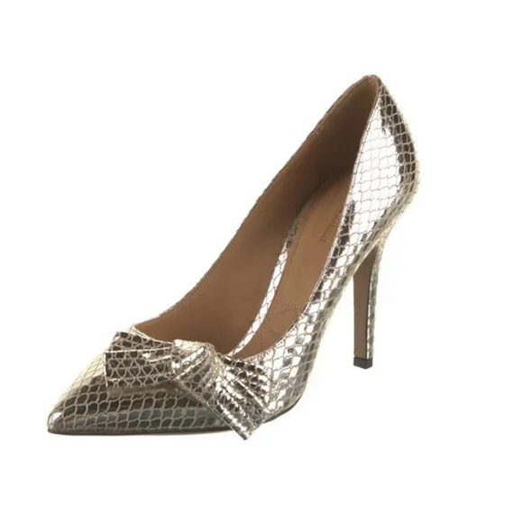 Isabel Marant Snakeskin Leather Bow Stilettos Heel Pumps Gold Women's EU 38 - Picture 1 of 8